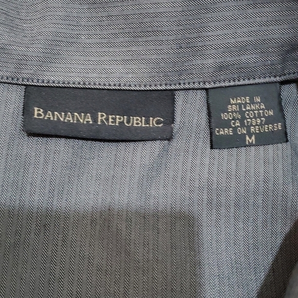 BANANA REPUBLIC Button Down Shirt, Long Sleeve, Sz M, Gray, Cotton, NEW - Picture 9 of 11